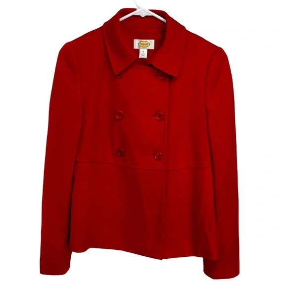 Talbots Red Wool Double-Breasted Coat Size 4 - Picture 1 of 7